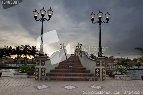 Image of Bridge Over Melaka River at Sunset