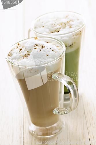 Image of Chai and matcha latte drinks