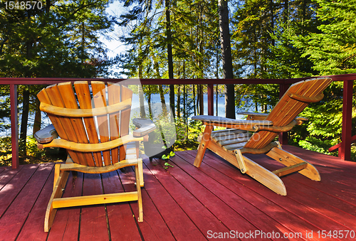 Image of Forest cottage deck and chairs