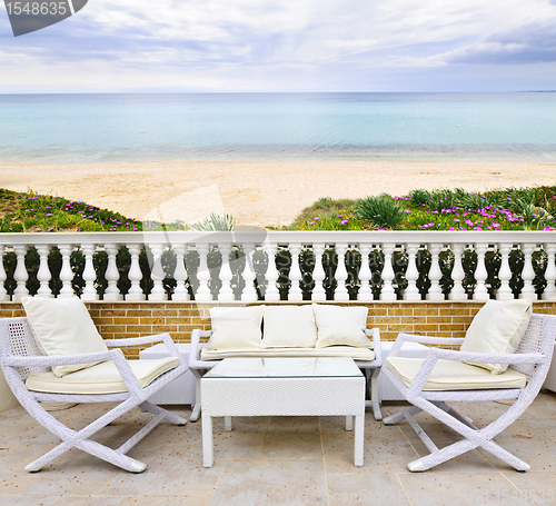 Image of Patio with beach view