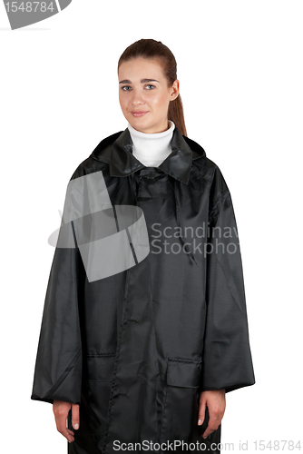 Image of woman in rain coat