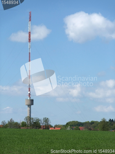 Image of radio tower in rural surrounding