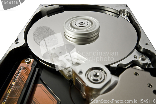 Image of hard disk and fingerprint