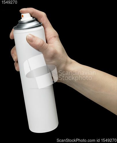 Image of hand and aerosol can