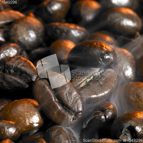 Image of smoky coffee beans