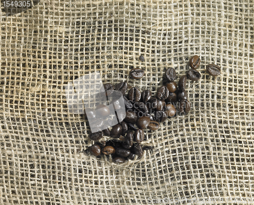 Image of coffee beans in jute fabrics back