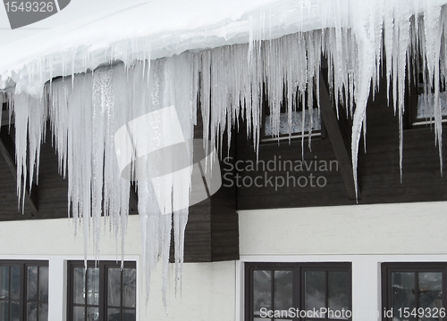 Image of icicles and house facade