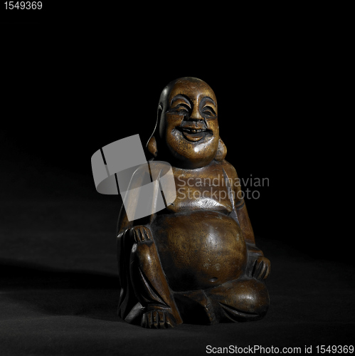 Image of Buddha sculpture in dark back