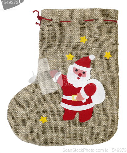 Image of decorative christmas sock with Santa Claus