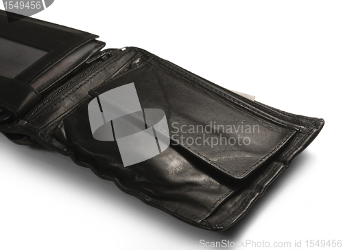 Image of black leather moneybag detail