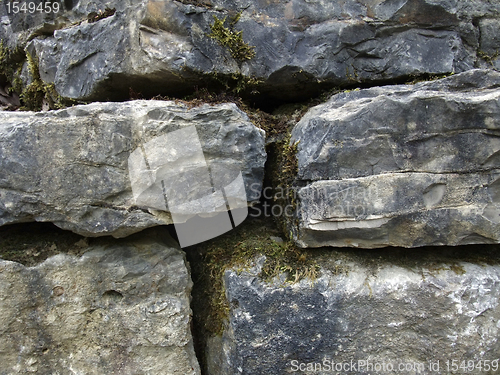 Image of mossy stone wall detail