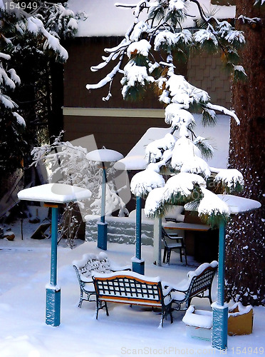 Image of Backyard covered with snow