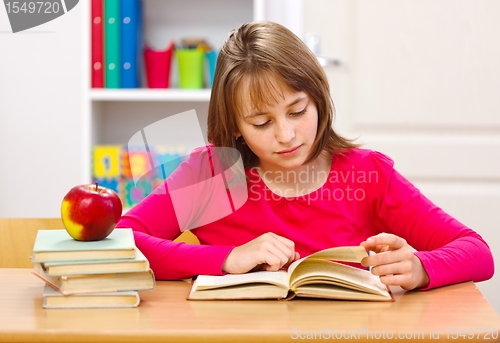 Image of Schoolgirl reading book