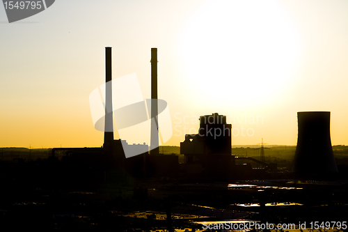 Image of sunset over power plant