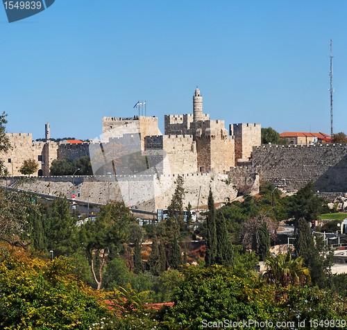 Image of Ancient citadel and Tower of David in Jerusalem 