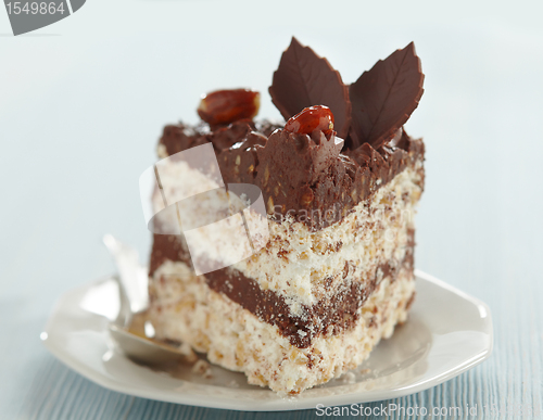 Image of chocolate and hazelnut cake slice