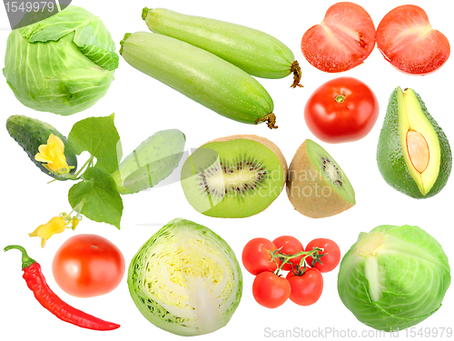 Image of Set of fresh fruits and vegetables