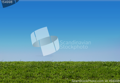 Image of Background of blue sky and grass