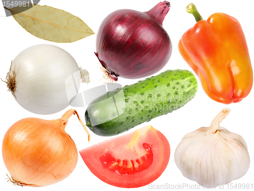 Image of Set of fresh spicees and vegetables