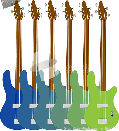 Image of Colorful Bass Guitars