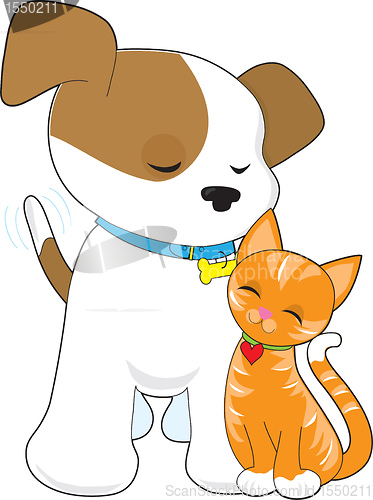 Image of Cute Puppy and Cat