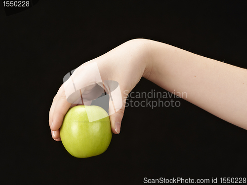 Image of Childs hand with apple