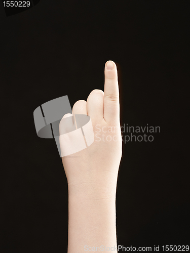 Image of Childs hand with index finger pointing