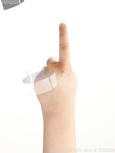 Image of Childs index finger pointing - showing direction