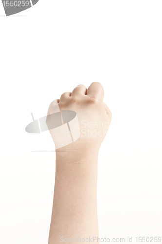 Image of Clenched fist shown by childs hand