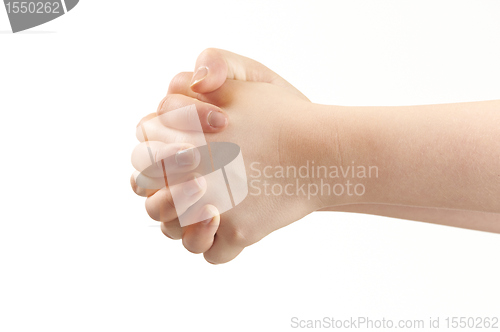 Image of Folded hands of child