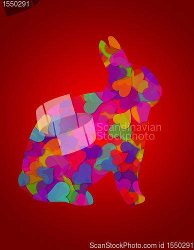 Image of Valentines Day Hearts Bunny Rabbit Red Background
