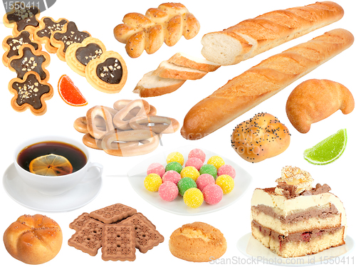 Image of Set of fresh bread and sweets