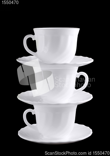 Image of Pile of white shiny cups