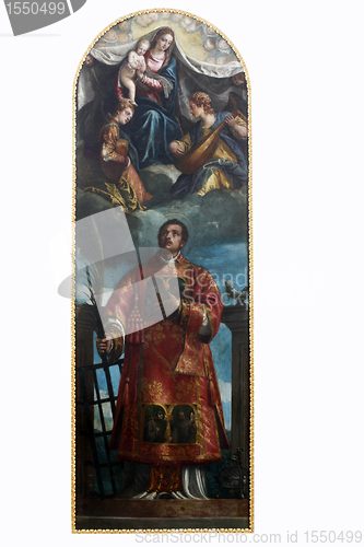 Image of Saint Lawrence with the Virgin, Christ and angels