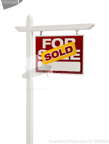 Image of Sold For Sale Real Estate Sign Isolated - Right