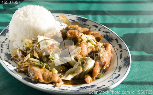 Image of Chinese food twice cooked chicken 