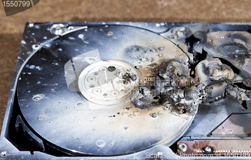 Image of electrofused hard disk drive in close up