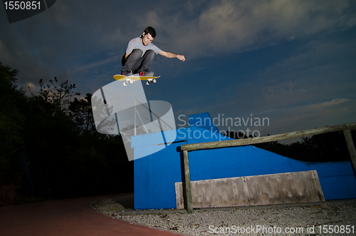 Image of Skateboarder flying