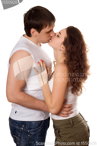 Image of Young couple kissing