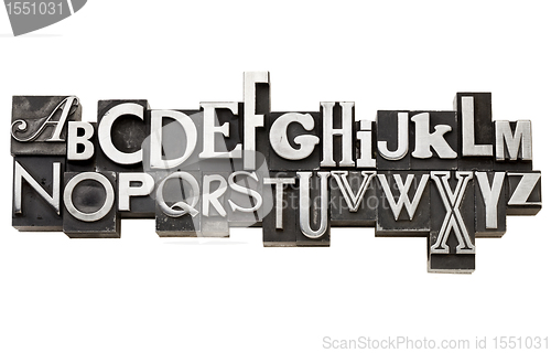 Image of alphabet in vintage metal type