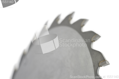 Image of Close up of saw blade on white background