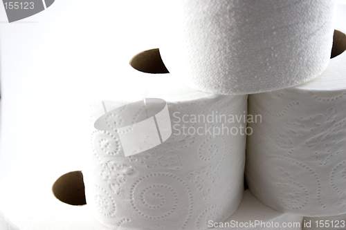 Image of Close up on Isolated Toilet Papers forming a Pyramid