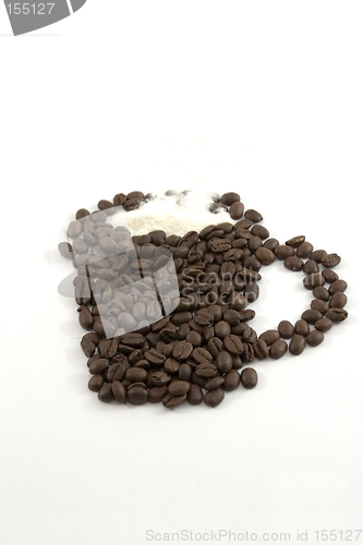 Image of Isolated Coffee Mug and Creamer out of Coffee Beans