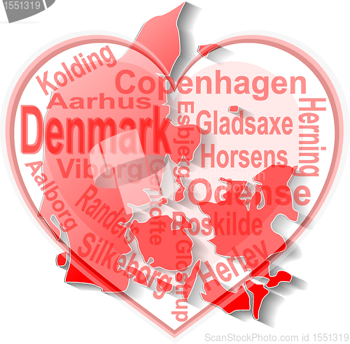 Image of Vector illustration of Denmark map and glossy ball with flag