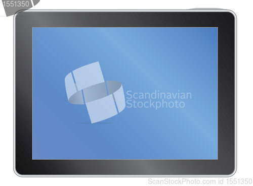 Image of tablet with blank blue screen
