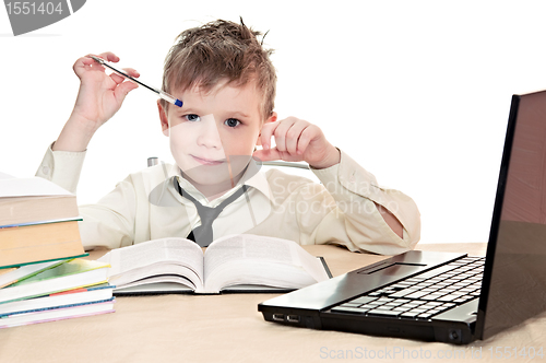 Image of pupil with pen