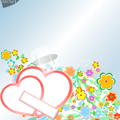 Image of Roses and Hearts background. Valentine or Wedding Card