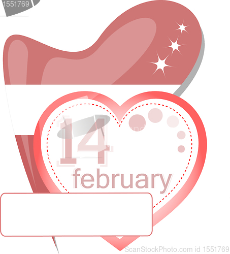 Image of Valentine calendar icon. Love heart invitation card