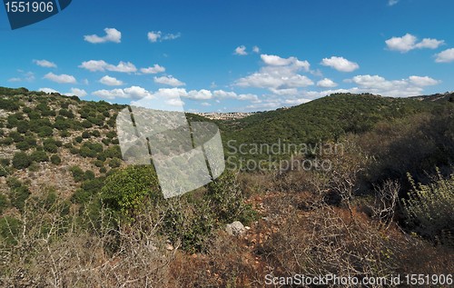 Image of Landscape in Upper Galilee with Druze town on the horizon