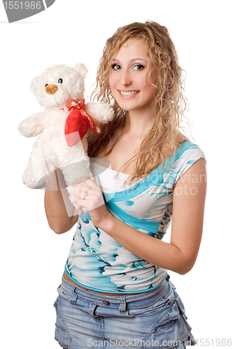 Image of blonde with teddy bear